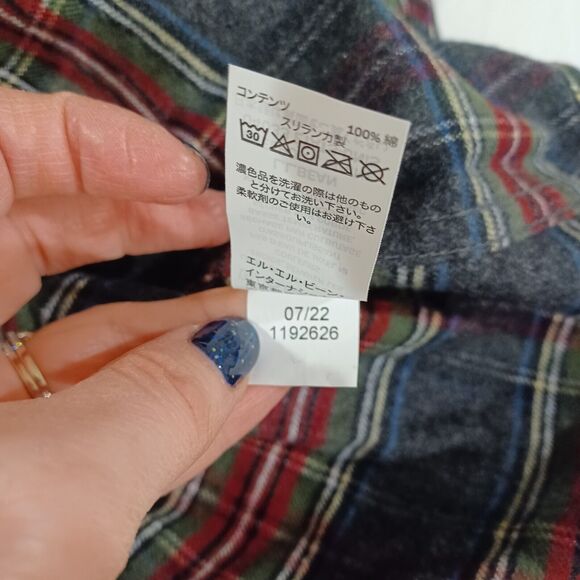 NWT LL Bean Scotch Plaid Flannel Shirt Mens L Tall Slim Fit Button Up Gray - Picture 8 of 8